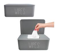 Moorfowl Baby Wipes Dispenser for Bathroom,7.28"L * 4.80"W *2.75"H,Flushable Wipes Holder Container Refillable Wipes Box Sleek Funny Bathroom Decor Nursery and Baby Registry Essential (2 Grey Wipes)