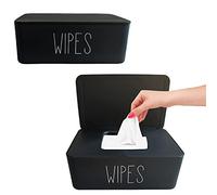 Moorfowl Baby Wipes Dispenser for Bathroom,7.28L * 4.80W *2.75H inches,Flushable Wipes Holder Container Refillable Wipes Box Sleek Funny Bathroom Decor Nursery and Baby Registry Essential (2 Black)