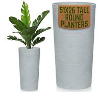 MoorGreen Blackrock Tall Round Planter - Stylish Textured Light Grey Flower Pot for Indoor & Outdoor Use, Ideal for Modern Homes, Patios, Gardens & Balconies.