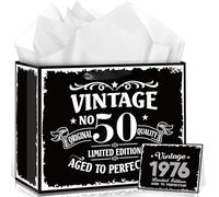 MOORIIY Black 50th Birthday Gift Bag for Men