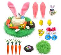 Moorlan Easter Bonnet Kit, DIY Easter Bonnet Hat with Bunny Ears, Chicks, Eggs, Nests & Flowers, Make Your Own Easter Hat Craft Set for Easter Decorations & Easter Gifts