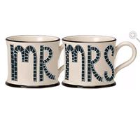 Moorland Pottery Gift Boxed Coffee/Tea Mug - Mr & Mrs Mugs Pair - Large
