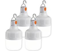 moorle 4Pcs Led Camping Light, Powered By Usb Rechargeable Batteries, White Portable Pendant Lights, Waterproof