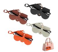 Moorle 4Pcs Slim Glasses Case, Portable Soft Sunglasses Bag, Slim Leather Eyeglass Case, Leather Sunglasses Case with Lanyard, Anti-Scratch Sunglasses Bag, Travel Protective Glasses Case for Women Men