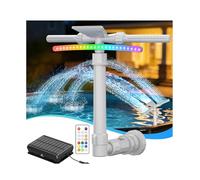 Mooroer Solar Pool Fountain with 9-Color LED Lights, Dual-Head Adjustable Waterfall Sprinkler, Cools Water 10-20°F, Remote Control & Light Sensor for Above/Inground Pools, Relaxation & Party Decor