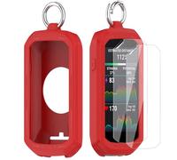 Moorovgi Tempered Glass Screen Protector + Case Compatible with Garmin Edge 1050, Protective Film Screen Protector GPS Bike Computer Accessories for Garmin Edge 1050 (Red)