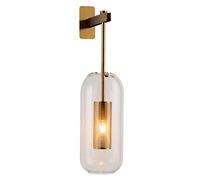 MOORSA Wall Sconces Industrial Vintage Wall Light Fixture 1 Light Wall Sconce Wall Lamp for Loft Home Bedroom Hallway,Gold Color Metal Net Cage and Clear Glass Lamp Shade,5.5 Inch