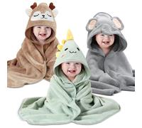 Moorstdel 3 Pcs Hooded Baby Towel, Ultra Soft Newborn Towels, unique Animal Design Baby Towel Set with Hood, Super Absorbent, baby essentials for newborn, for Newborn Baby Boy and Girl, 80x80cm