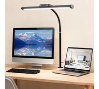 Moorstdel Desk Lamp with Clamp, Eye Care Office Dimmable Table Light 5 Brightness Levels & 5 Color Modes Adjustable Office Lamp, Led Desk Light for Office,Study, Crafts, Draw[Energy Class F]