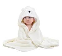 Moorstdel Hooded Baby Towel, Ultra Soft Newborn Towels, unique Animal Design Baby Towel Set with Hood, Super Absorbent, baby essentials for newborn, for Newborn Baby Boy and Girl,80x80cm (white)