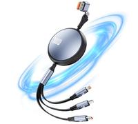 Moorstdel Retractable Multi Charging Cable, 2 to 3 Multi Charger Cable, 6A USB A/USB C Fast Charging Cable for iPhone 16 15 Smartphone Tablet