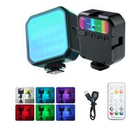 Moorstdel RGB Video Light Camera Light, 360° Full-Color Photography Lighting Filming Light, Portable Camera Accessories for Filming, vlogging, Live Streaming with 3 Cold Shoes