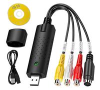 Moorstdel Vhs to Digital Converter,USB Video Capture Card USB 2.0 Audio Video Grabber, Compatible Windows XP/Vista/10/8/7, Perfect for Streaming, Monitoring, and Content Creation