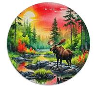 Moose 1000 Piece Jigsaw Puzzle for Adults Forest Scene Challenging Puzzles Challenge Games Great Gift 1000pcs (67.5x67.5cm)