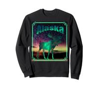 Moose Alaska Aurora Borealis Sky Proud Alaskan Wild Sweatshirt