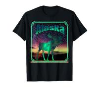 Moose Alaska Aurora Borealis Sky Proud Alaskan Wild T-Shirt
