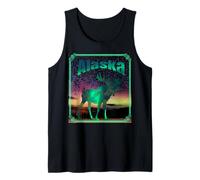 Moose Alaska Aurora Borealis Sky Proud Alaskan Wild Tank Top