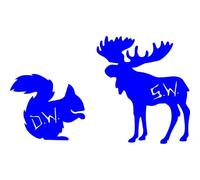 Moose and Squirrel Vinyl Stickers Supernatural Design Car Decals(Blue)