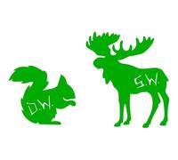 Moose and Squirrel Vinyl Stickers Supernatural Design Car Decals(Green)