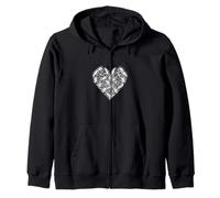 Moose Antler Heart Shape Save & Love Animals Zip Hoodie