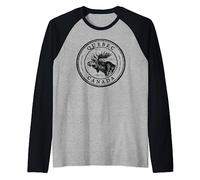 Moose Antlers Art Lovers Gift, Quebec Canada Moose Raglan Baseball Tee