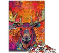 Moose Art Jigsaw Puzzles for Adults 1000 Piece,Help The Brain Exercise Addictive Toys to Cultivate Patience Parent-child Interaction (38x26cm)