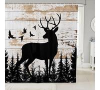Moose Bath Curtain Great Camping Shower Curtain Old Barn Door Shower Curtain with Hooks Kids Rustic Farmhouse Motorhome Cabin Lifestyle Waterproof Fabric Bathroom 72x72 Inch