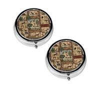 Moose Bear Deer Print Pill Box 3 Compartment Medicine Pill Case,Portable for Pocket Or Purse Pill Organizer Decorative Metal Medicine Vitamin Organizer Unique Gift