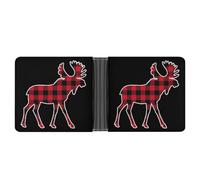 Moose Buffalo Plaid Novelty Billfold Wallet Funny Wallets Bill Coin Card Holder Funny Pouch Purse for Men Women