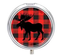 Moose Buffalo Plaid Set Pill Case Travel Medicine Organizer Box