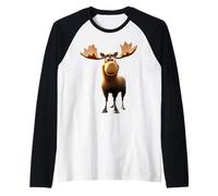 Moose Bull Cow Antlers Deer Wild Moose Elk Raglan Baseball Tee