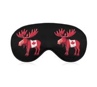 Moose & Canadian Flag Sleep Mask Lightweight Blindfold Eye Mask with Adjustable Strap for Men Women
