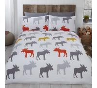 Moose Cotton Duvet Cover Set With Pillowcase Rapport Home Light Grey Super King