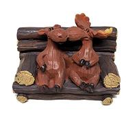 Moose Couple on Log Bench Figurine