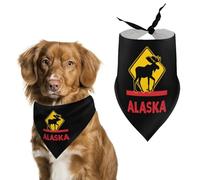 Moose Crossing Alaska Funny Dog Bandana Soft Triangle Pet Bibs Summer Puppy Scarf Tie Neckerchief for Dogs Cats Pets
