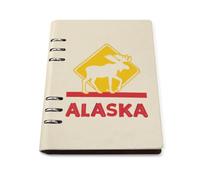 Moose Crossing Alaska Leather A5 Binder Notebook Refillable Travel Journal with 90 Sheets Personal Planner for Women Men