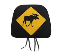 Moose Crossing Cute Headrest Covers for Car Truck