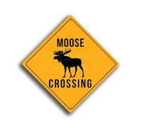 Moose Crossing Sign | Outdoor Weatherproof Signage | Durable Rustproof Plaque | Yellow Xing Signs