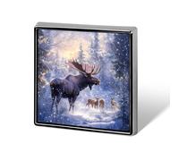 Moose Deer Wildlife Snowy Forests Mountain Square Badge Funny Button Pins Brooch