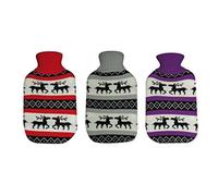 Moose design hot water bottle, 1 litre, with fleece cover