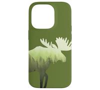 Moose Elk Deer Misty Forest Green Preserve Protect Case for iPhone 14 Pro