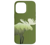 Moose Elk Deer Misty Forest Green Preserve Protect Case for iPhone 14 Pro Max
