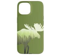 Moose Elk Deer Misty Forest Green Preserve Protect Case for iPhone 15
