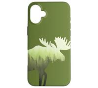 Moose Elk Deer Misty Forest Green Preserve Protect Case for iPhone 16 Plus