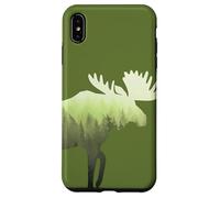 Moose Elk Deer Misty Forest Green Preserve Protect Case for iPhone XS Max