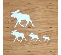 Moose Elk Sticker Decal Vinyl Alaska Sweden Canada - 4 Pack White 5.1cm 7.6cm 10.2cm 15.2cm - for Car Boat Laptop Cup No Background Die-Cut
