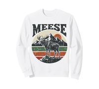 Moose Elk Wildlife Nature Mountains Retro Sunset Forest Sweatshirt