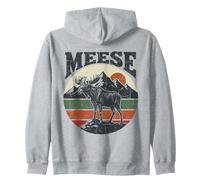 Moose Elk Wildlife Nature Mountains Retro Sunset Forest Zip Hoodie