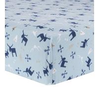 Moose Fitted Crib Sheet- 100% Cotton; Blue, Navy, White, Taupe; Fully Elasticized; 10-Inch Pockets; Fits Standard Crib Mattress;