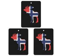 Moose Flag of Norway Hanging Car Air Fresheners 3Pcs Aromatherapy Tablets Automotive Fragrance Scented Card Decor Square